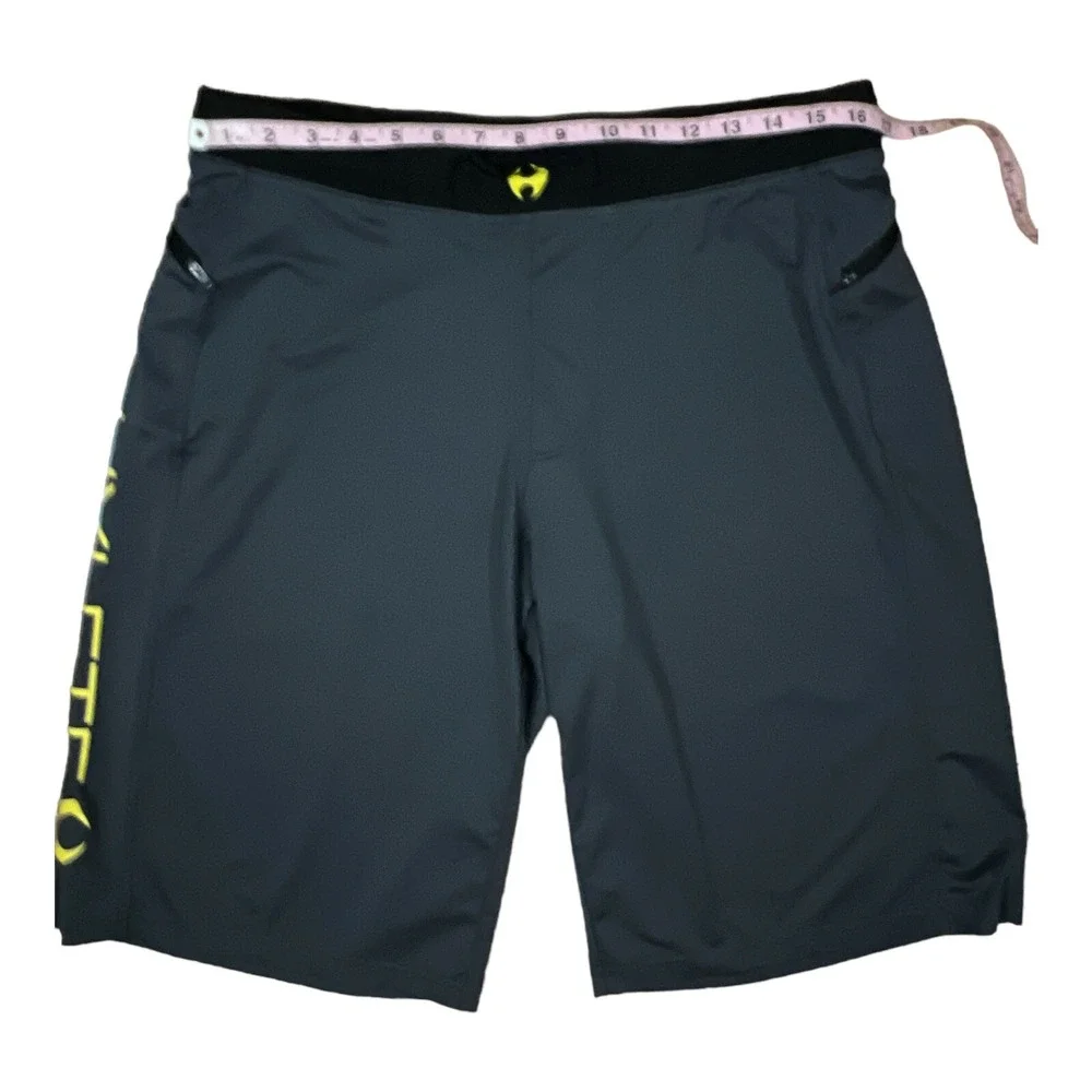 HYLETE Sz L Gym Shorts Workout Cross-Fit Training Black Gray yellow